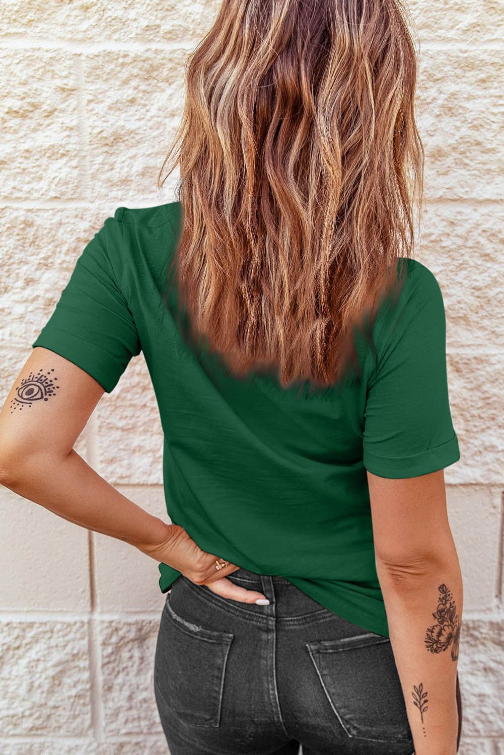 Clover Green Leopard Plants Casual Short Sleeve T-shirt。