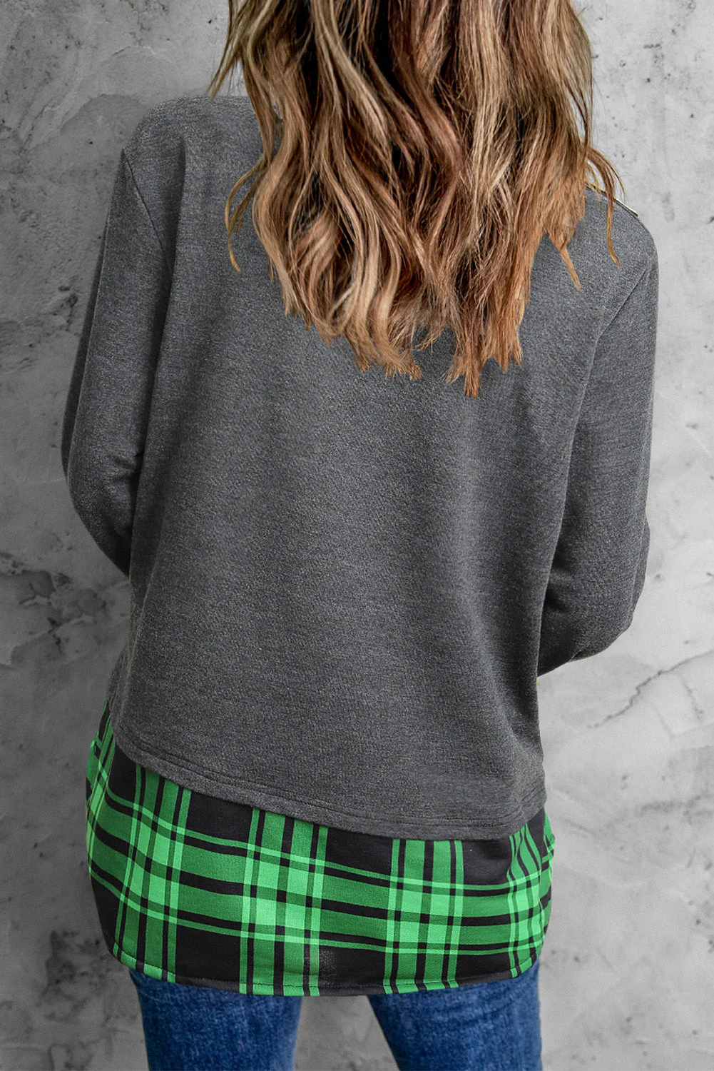 St. Patrick's Day Green Plaid Cotton Sweatshirt.