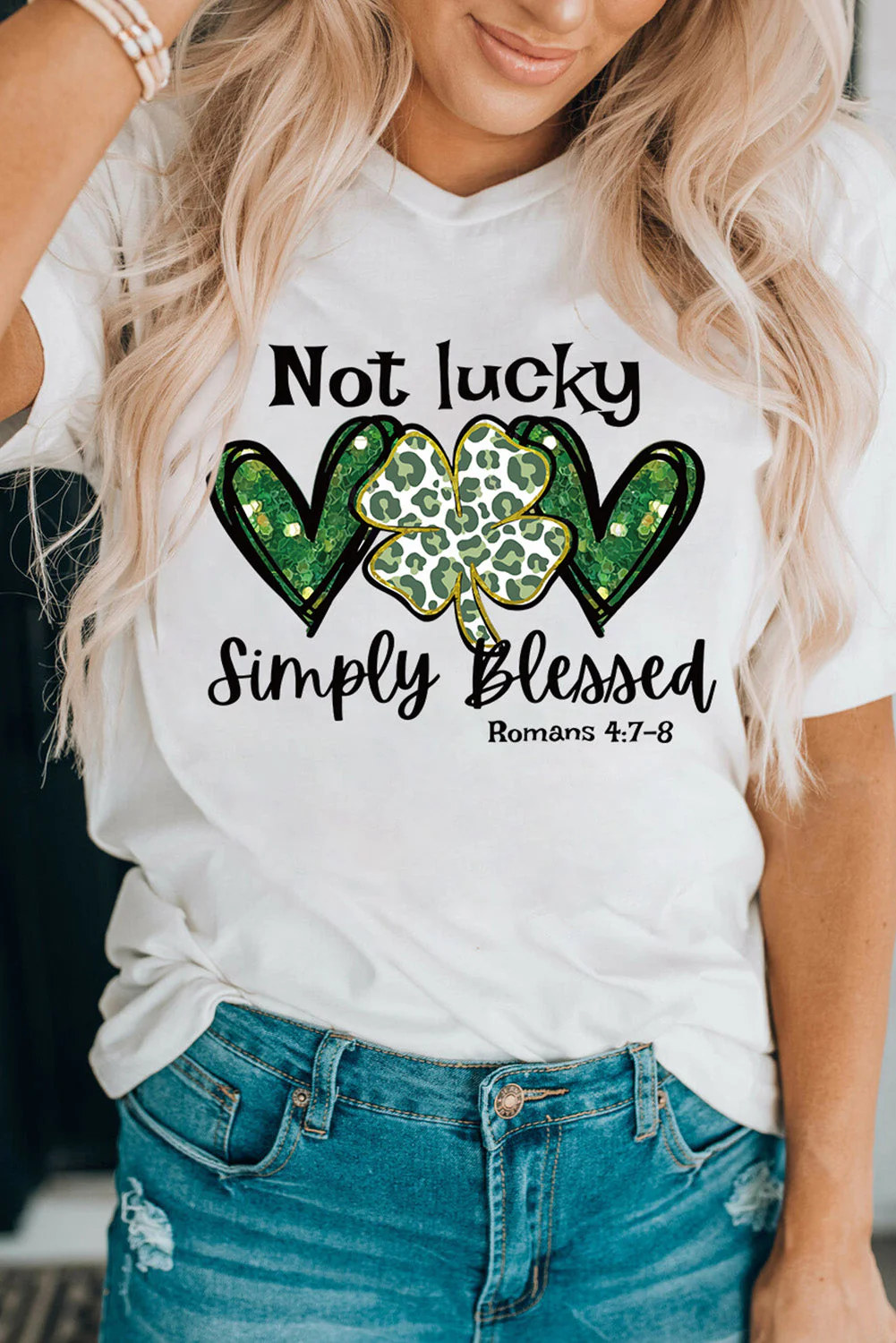 St. Patrick's Day Slogan Round Neck Shift Casual T-Shirts.