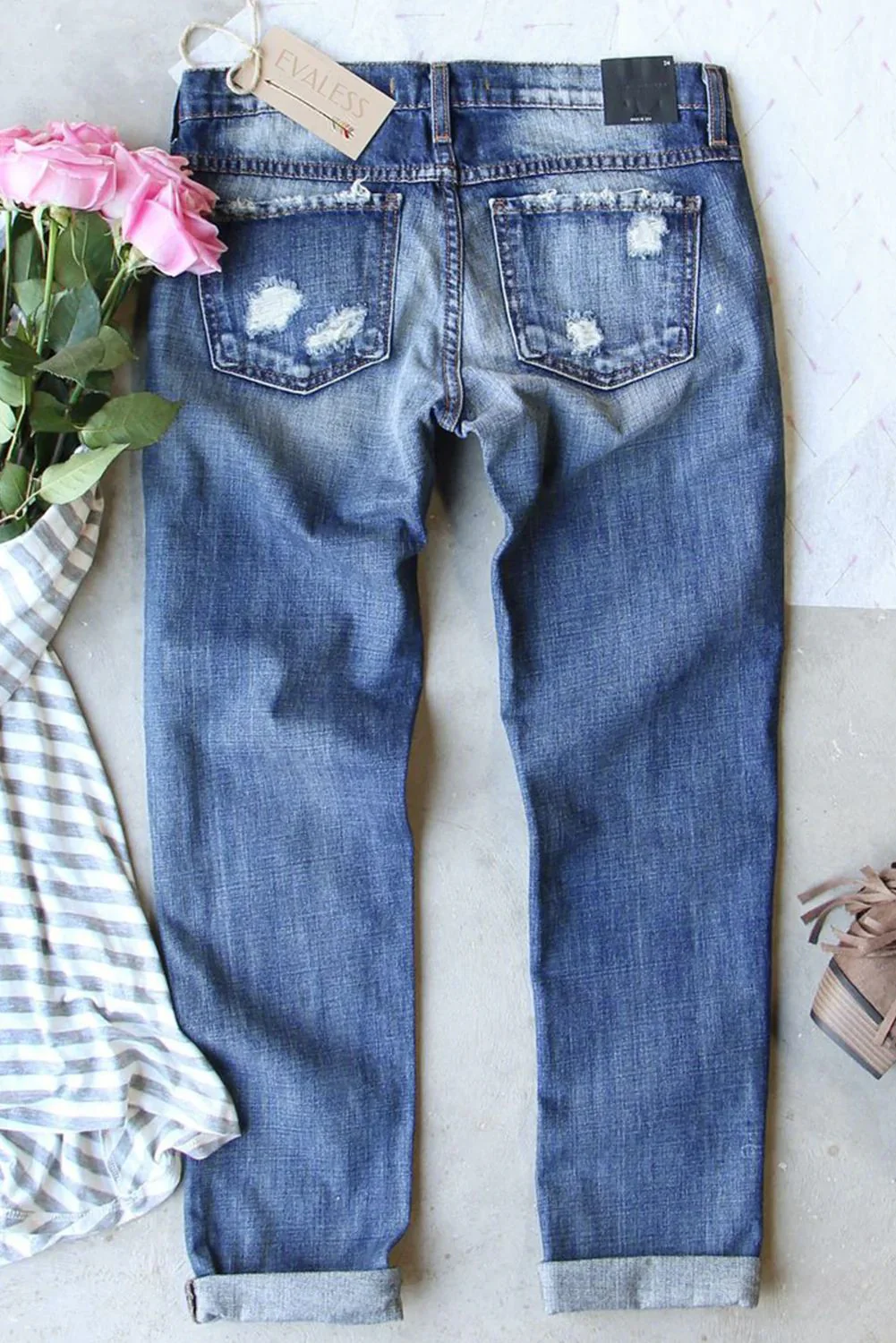 Purple Gradient Shift Casual Ripped Jeans.