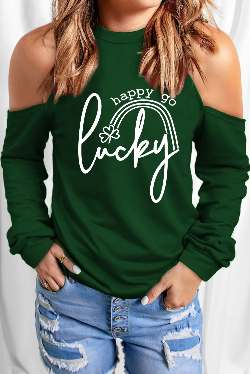 Hollow Out Off Shoulder Letter T Shirt.