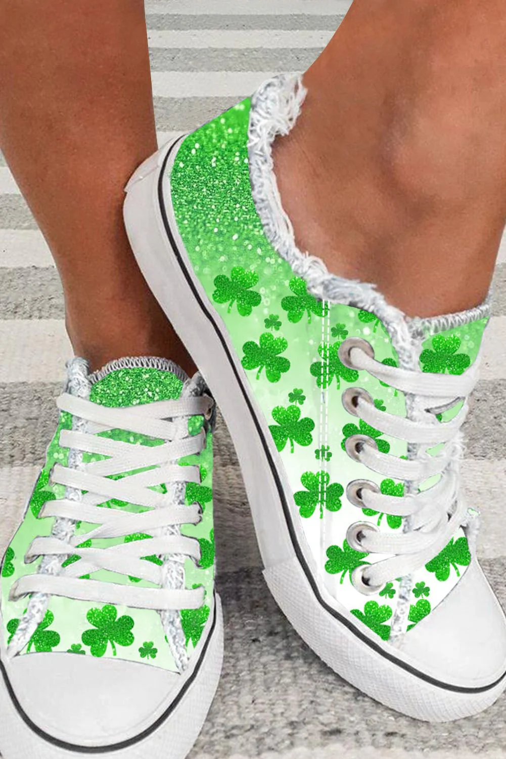 St. Patrick's Day Clover Graphic Canvas Shoes.