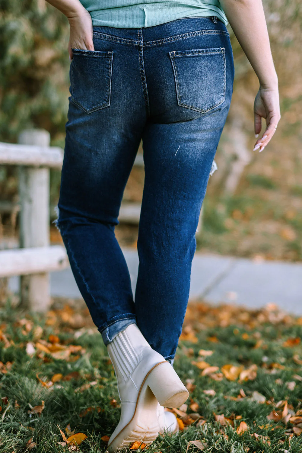 St. Patrick's Day Clover Sheath Casual Ripped Jeans.