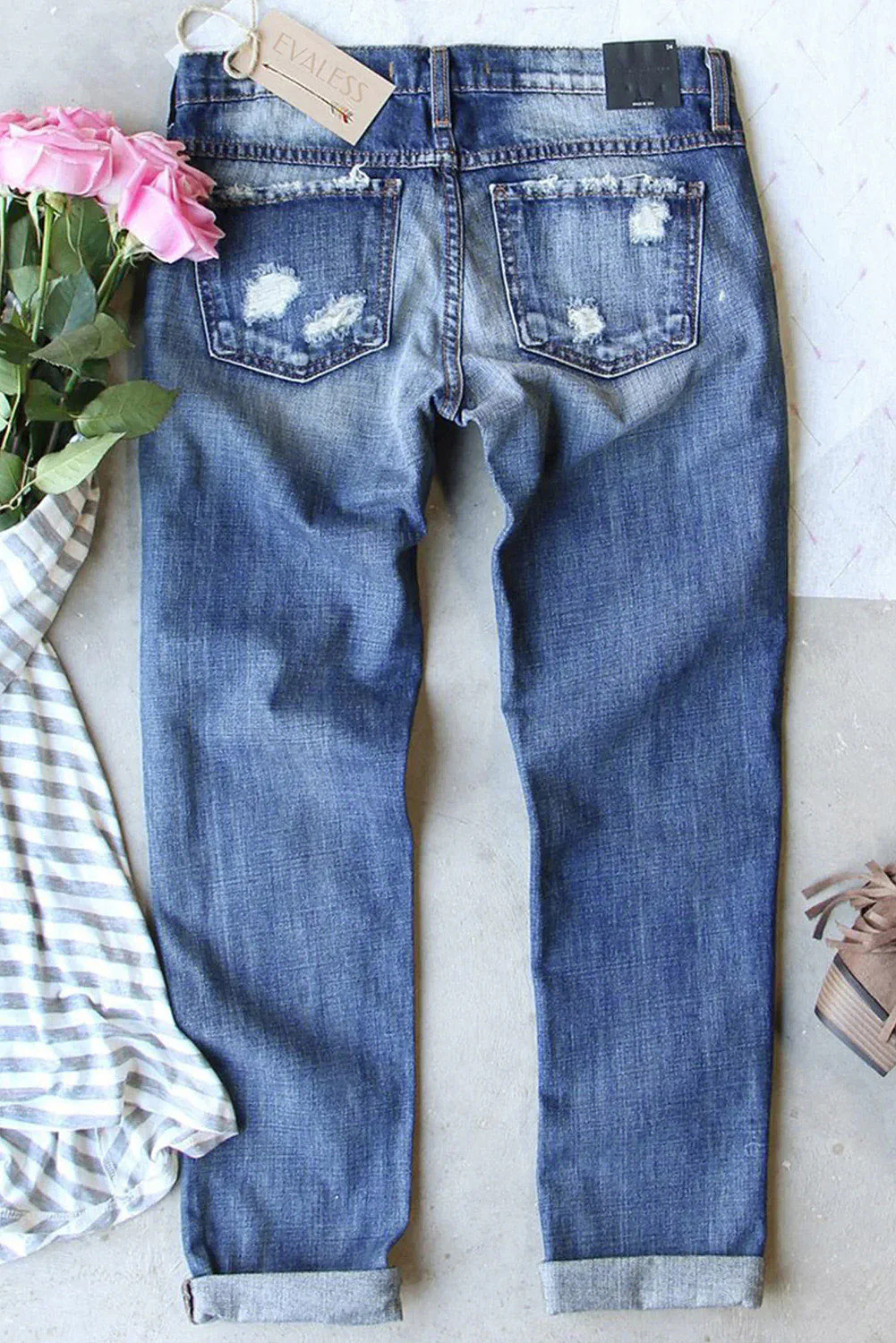St. Patrick's Day Clover Casual Denim Ripped Jeans。