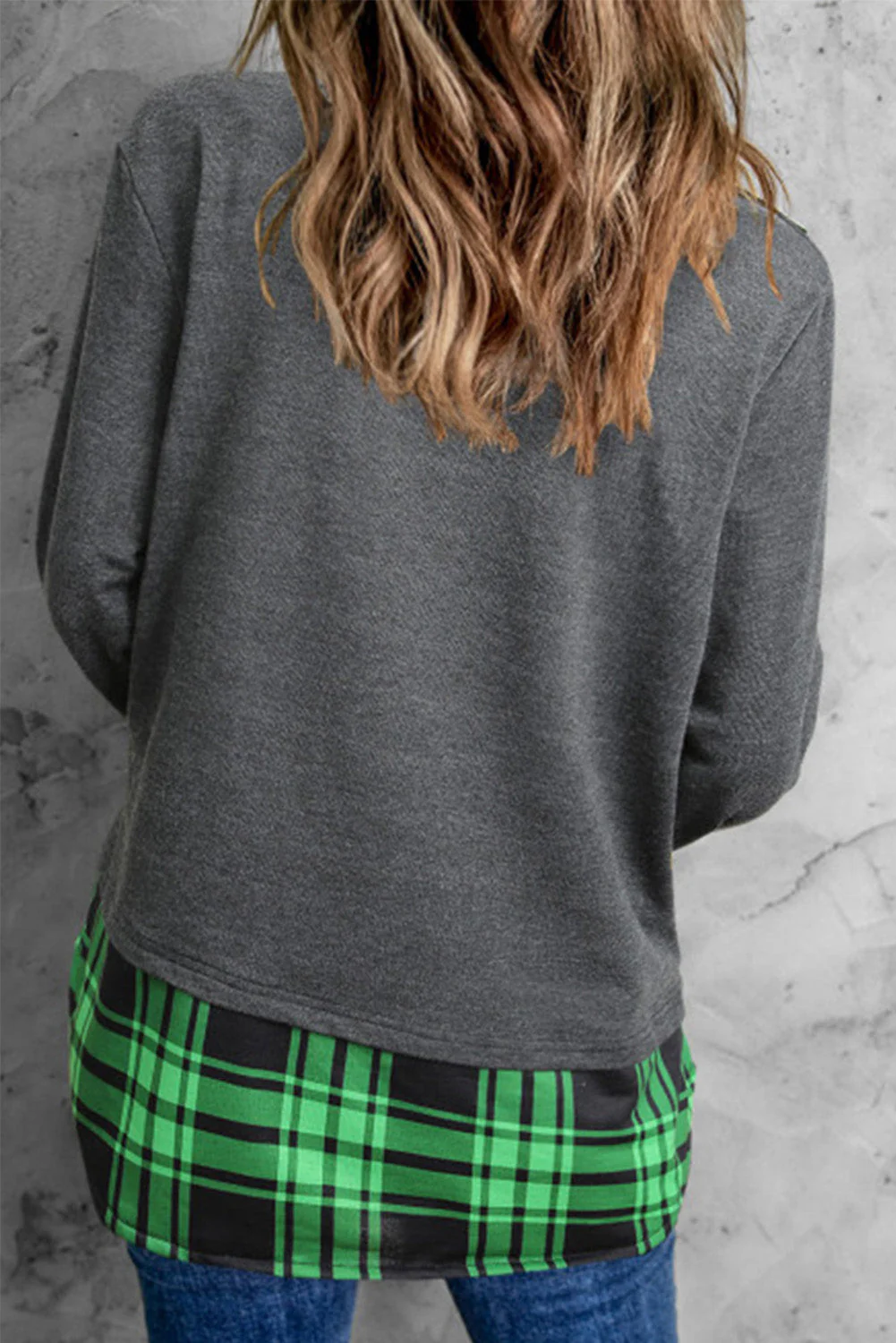 St. Patrick's Day Green Leopard Clover Patchwork Plaid Casual Sweatshirts.