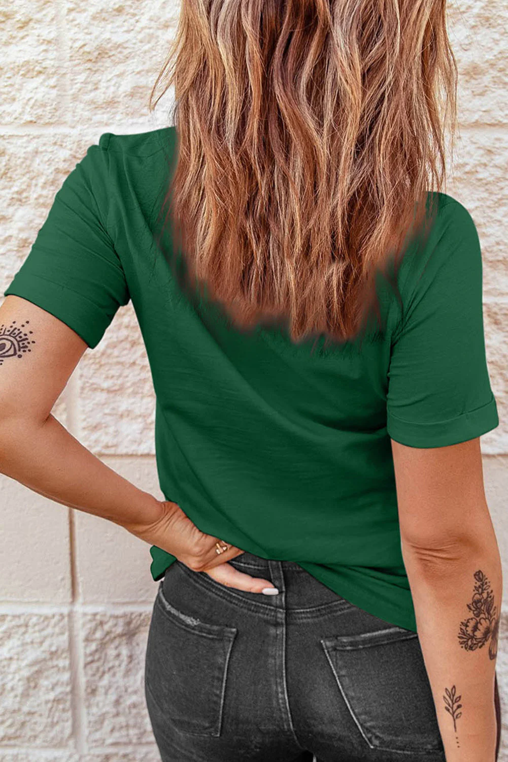 Green Lucky Print T-shirt。