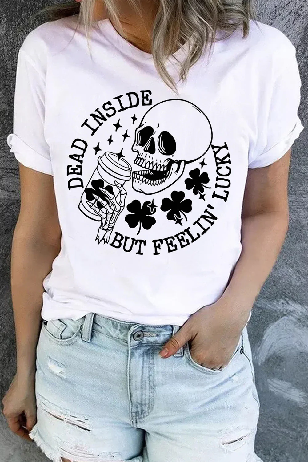 Skull Round Neck Casual T-Shirts。