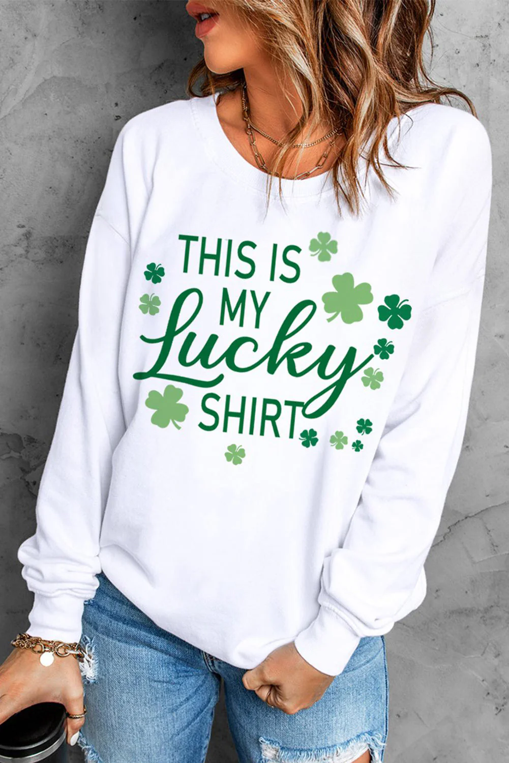 This is My Lucky Shirt  Round Neck  Casual Pullover Sweatshirt.