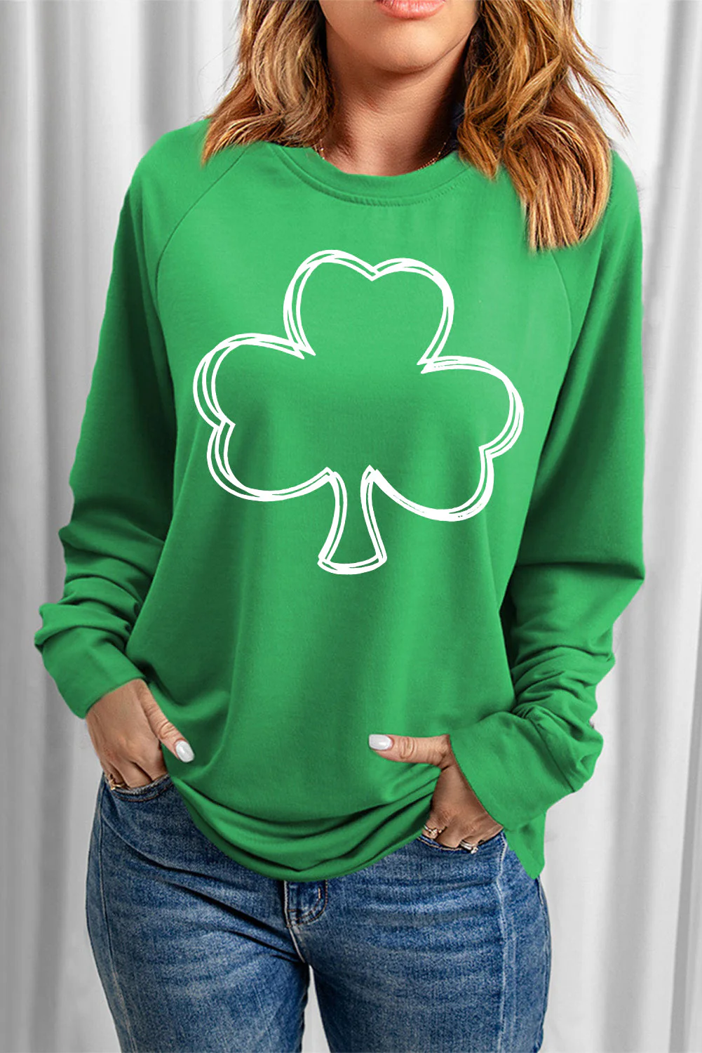 Shamrock Saint Patrick's Day Clover Sweatshirt Green.