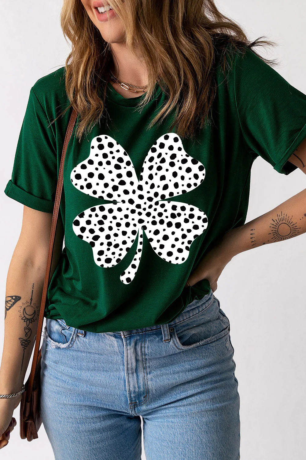 St.Patricks Day Leopard Shamrock Clover Graphic T-Shirts.