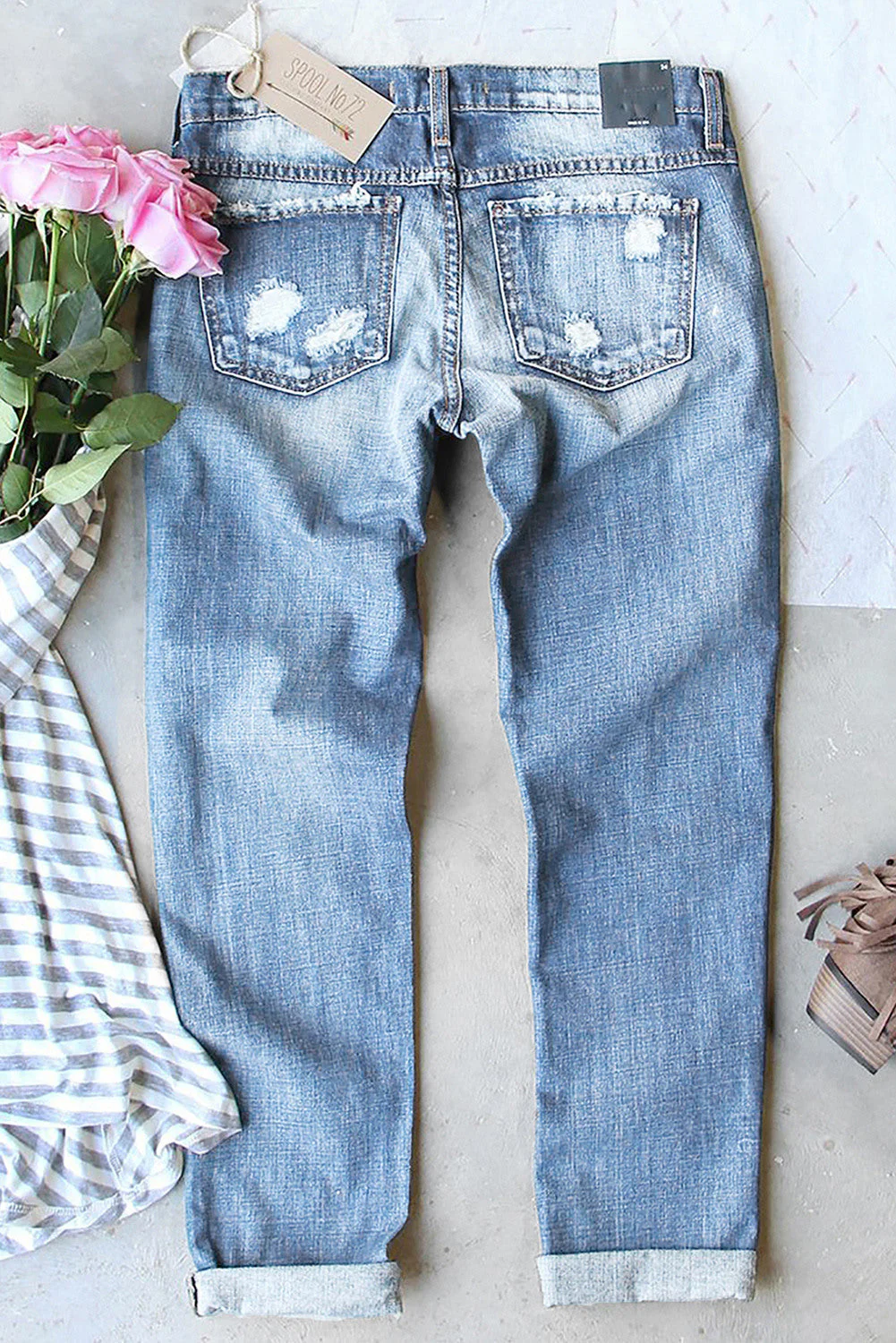 St. Patrick's Day Shamrock Ripped Casual Denim Jeans。