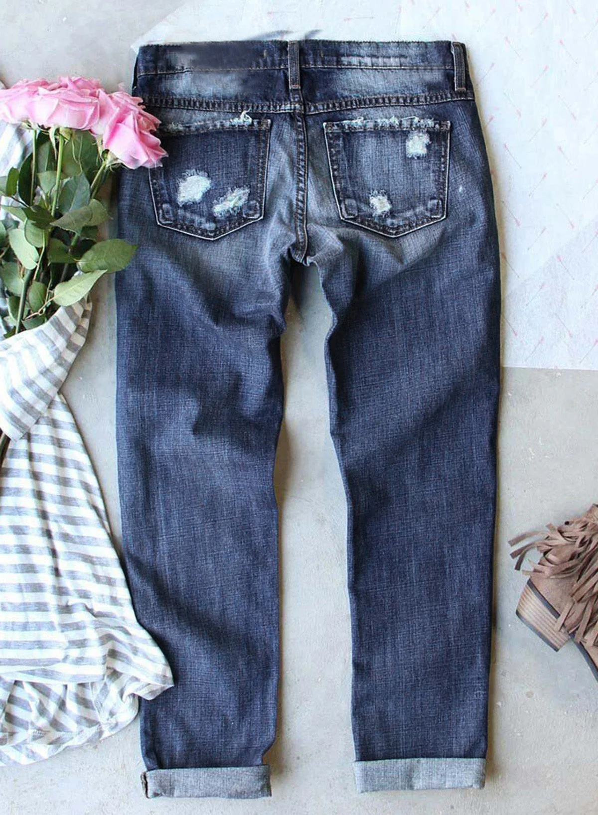 Shamrock Clover Solid  Casual Denim Jeans。