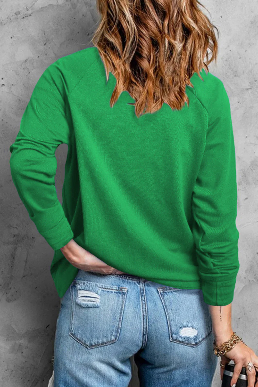 St. Patrick's Day Heart-shape Clover Round Neck Shift Sweatshirt.