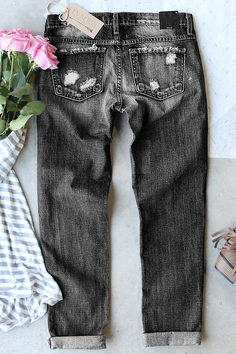 St. Patrick's Day Clover Graphic Casual Ripped Jeans.