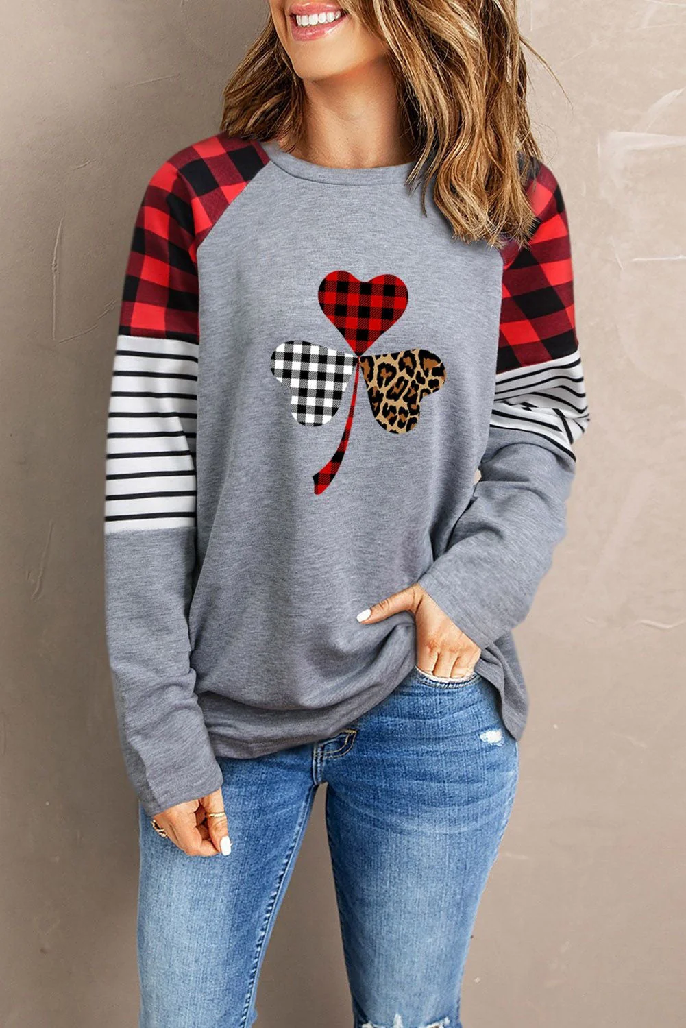 Clover Grey Love Plaid T-shirt.