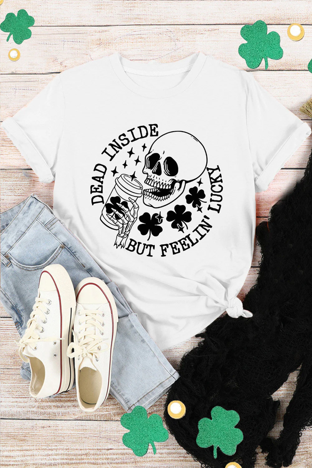 Skull Round Neck Casual T-Shirts。