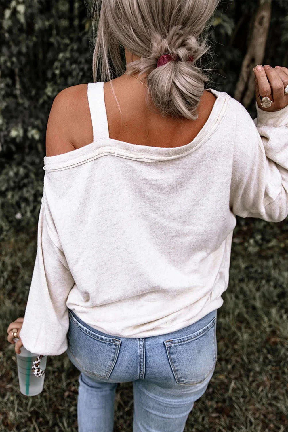 Clover White Plaid Casual T-shirt.