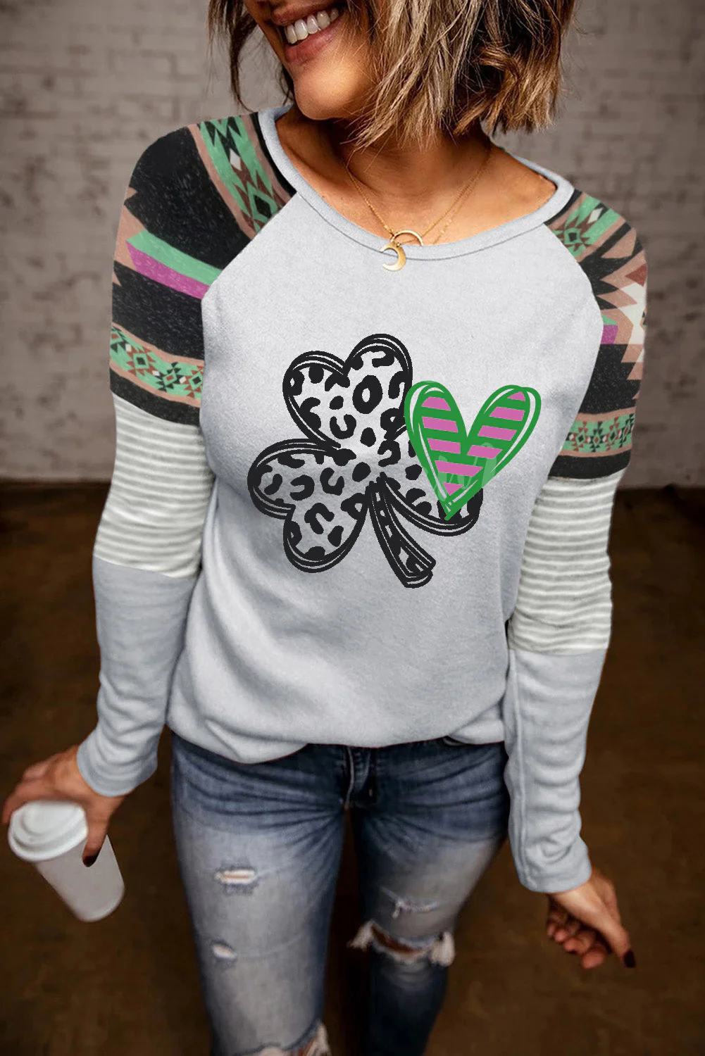 Grey Clover Long Sleeve T-shirt.