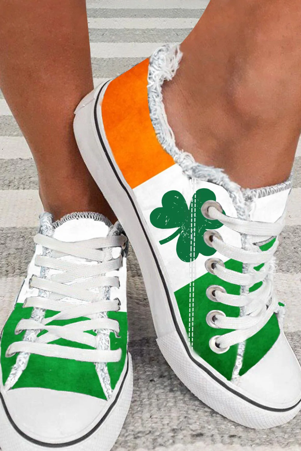 Ireland Flag St. Patrick's Day Clover Casual Flats Canvas Shoes