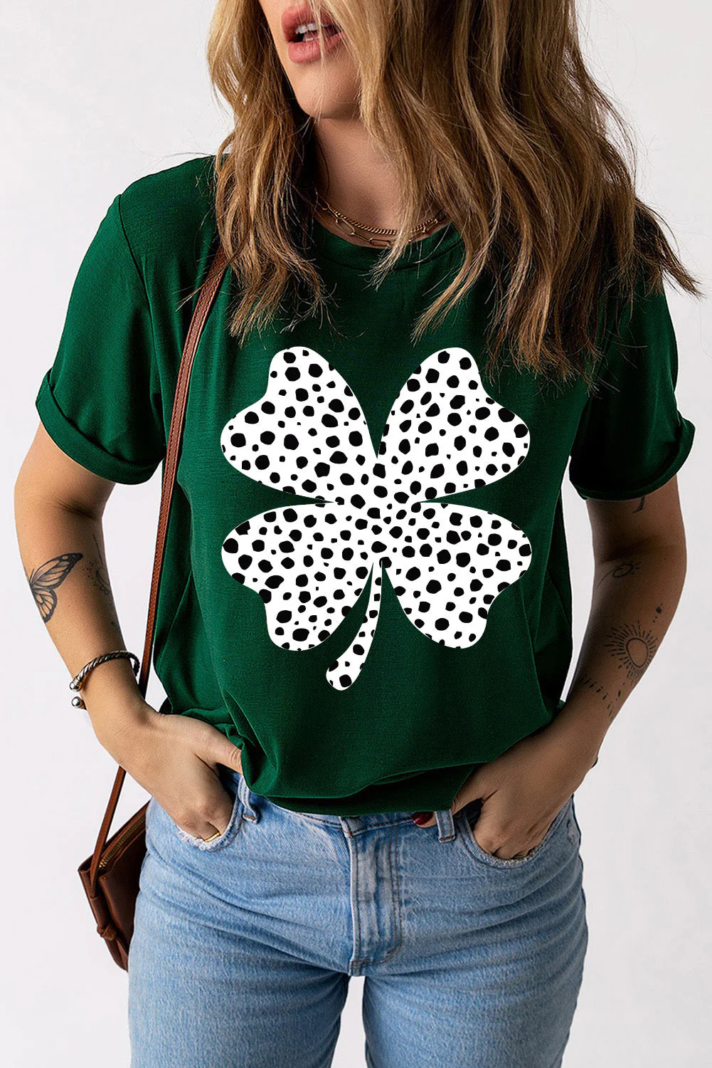 St.Patricks Day Leopard Shamrock Clover Graphic T-Shirts.