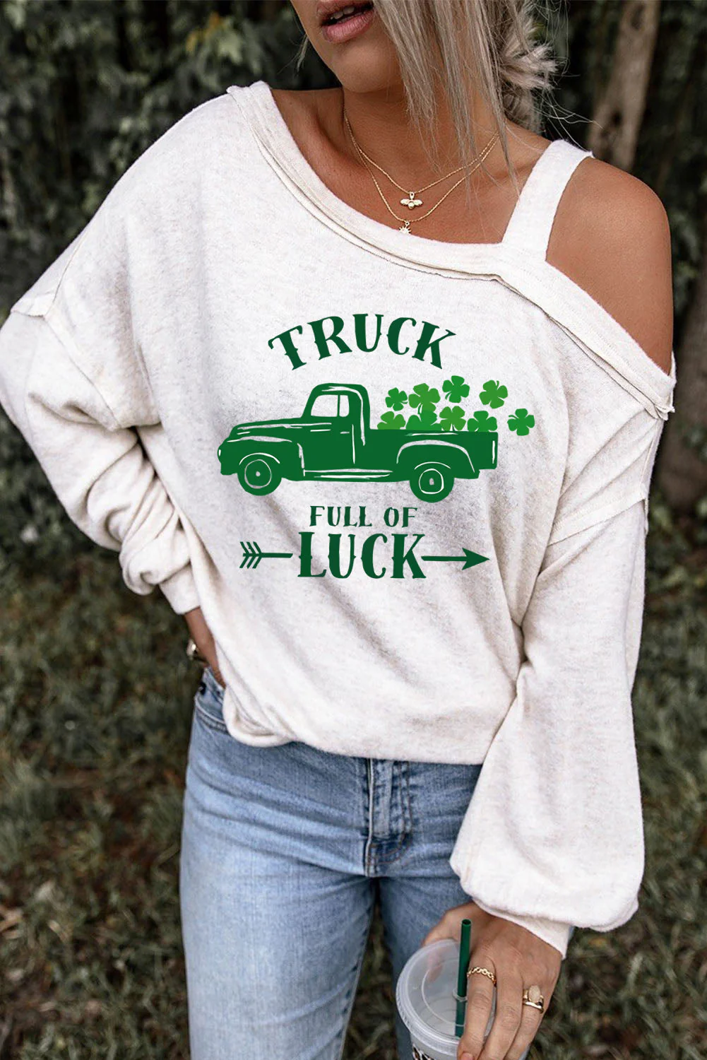 Clover White Plaid Casual T-shirt.