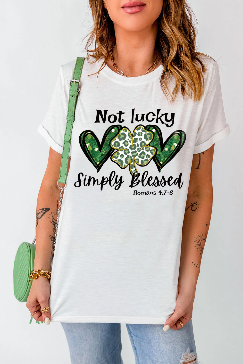 St. Patrick's Day Slogan Round Neck Shift Casual T-Shirts.