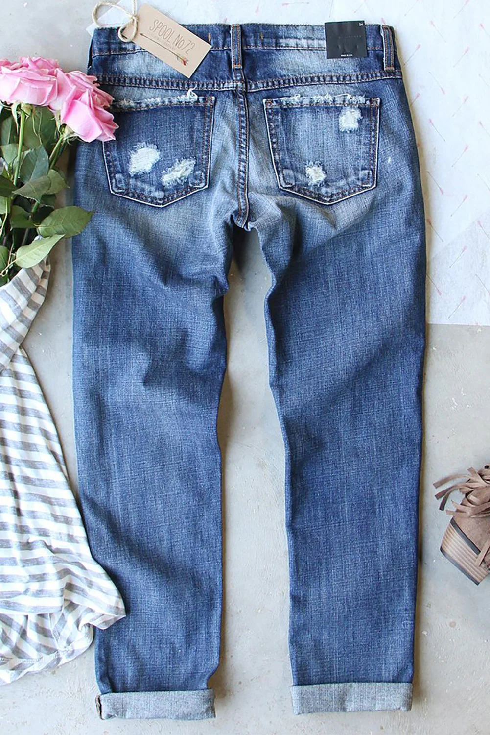 St. Patrick's Day Shamrock Ripped Casual Denim Jeans。