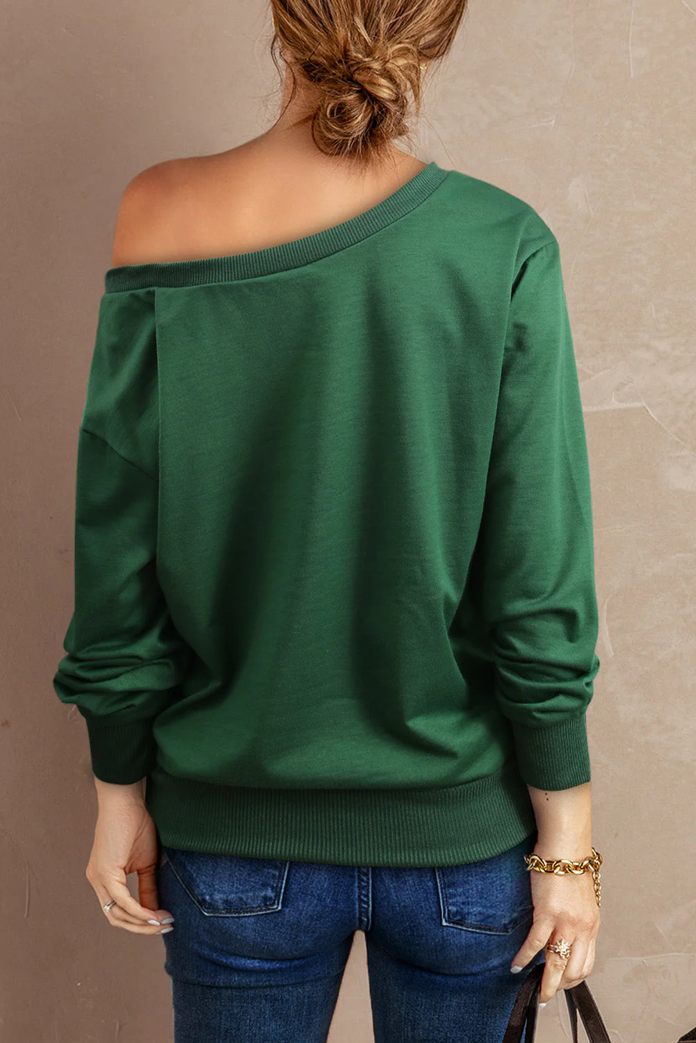 Patriotic American Flag Green Casual Long Sleeve T-shirt.