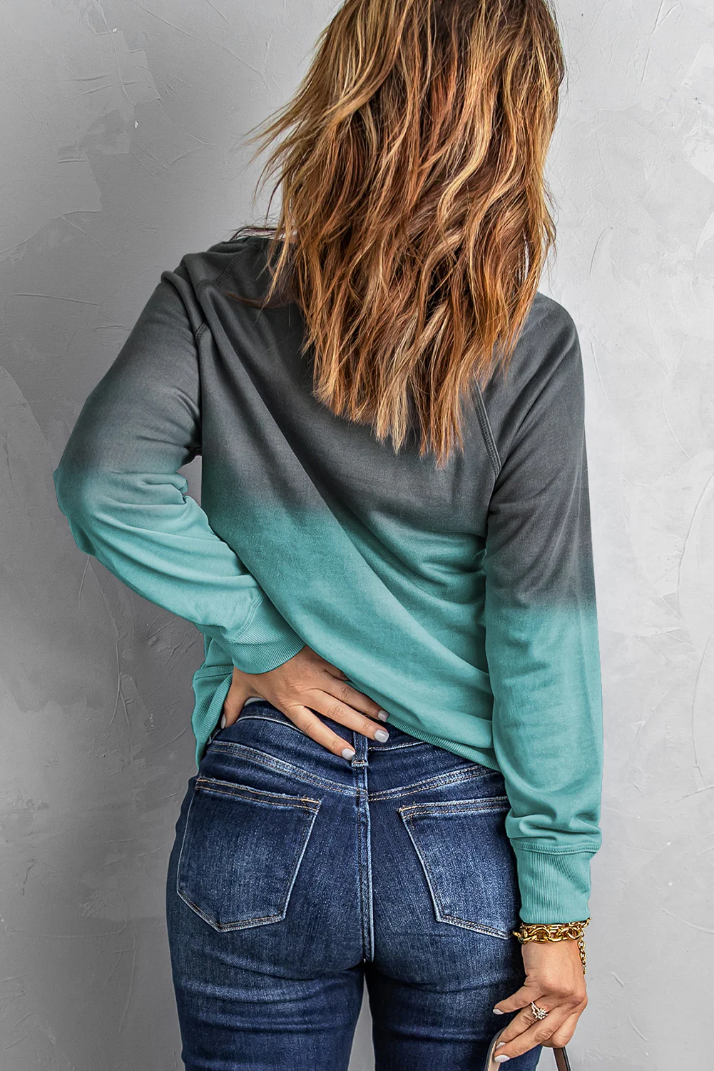 Blue Letter Printing Casual Sweatshirt.