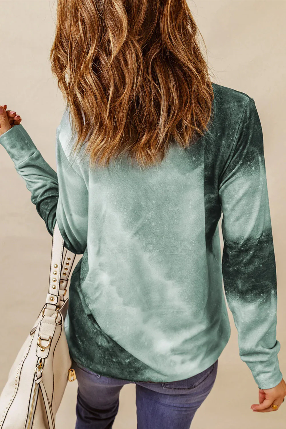 St. Patrick's Day Clover Graphic Tie-dye Round Neck Casual Sweatshirt.