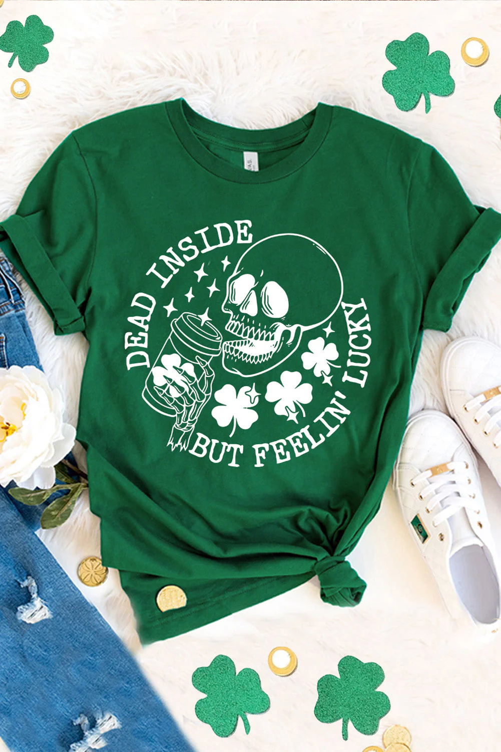 Skull Round Neck Casual T-Shirts。