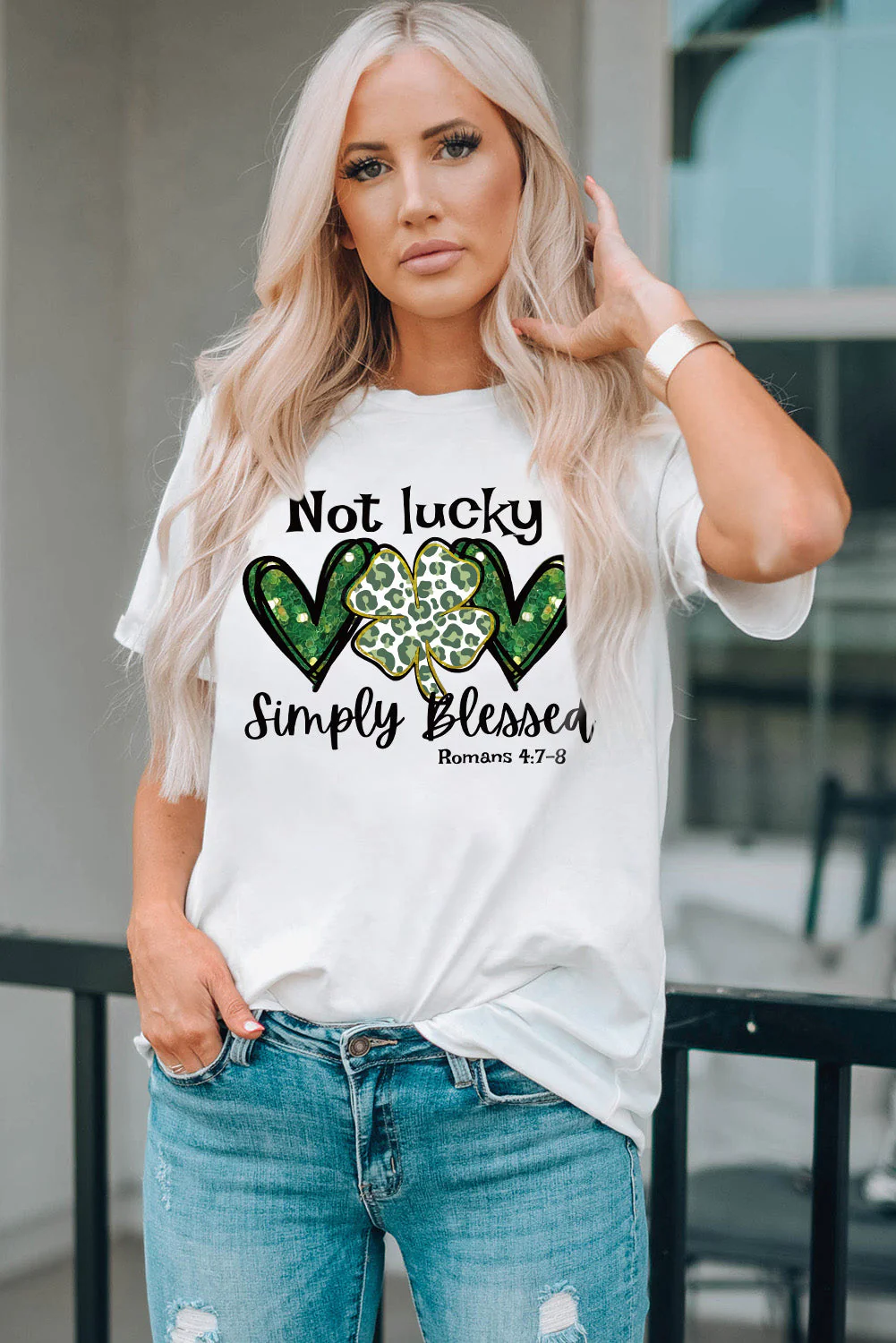 St. Patrick's Day Slogan Round Neck Shift Casual T-Shirts.