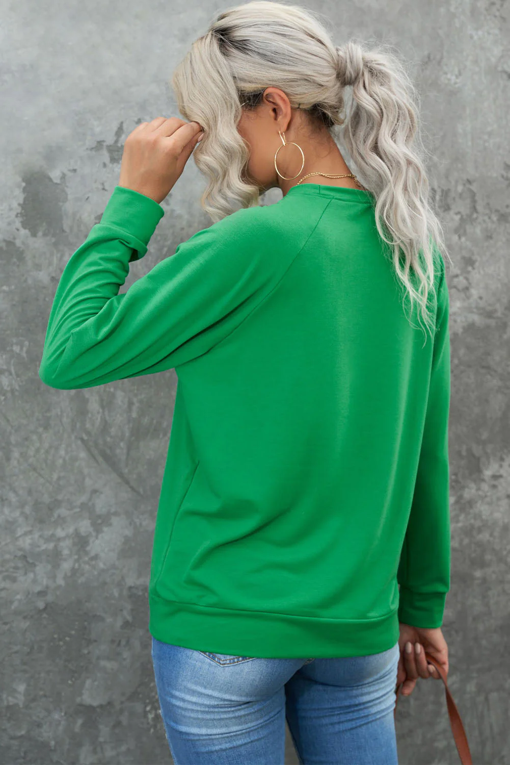 St. Patrick's Day Green Clover Round Neck Shift Casual sweatshirt.