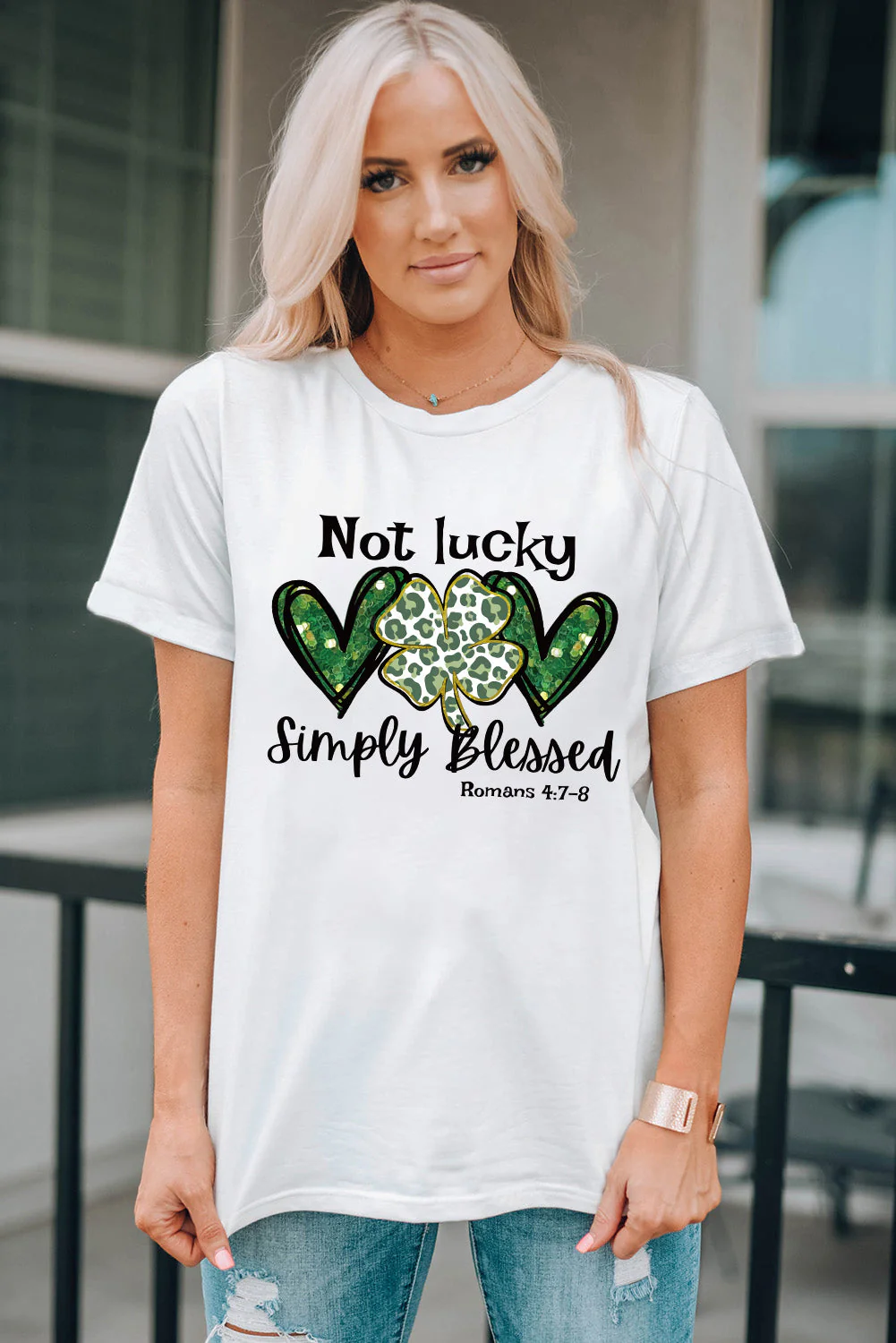 St. Patrick's Day Slogan Round Neck Shift Casual T-Shirts.