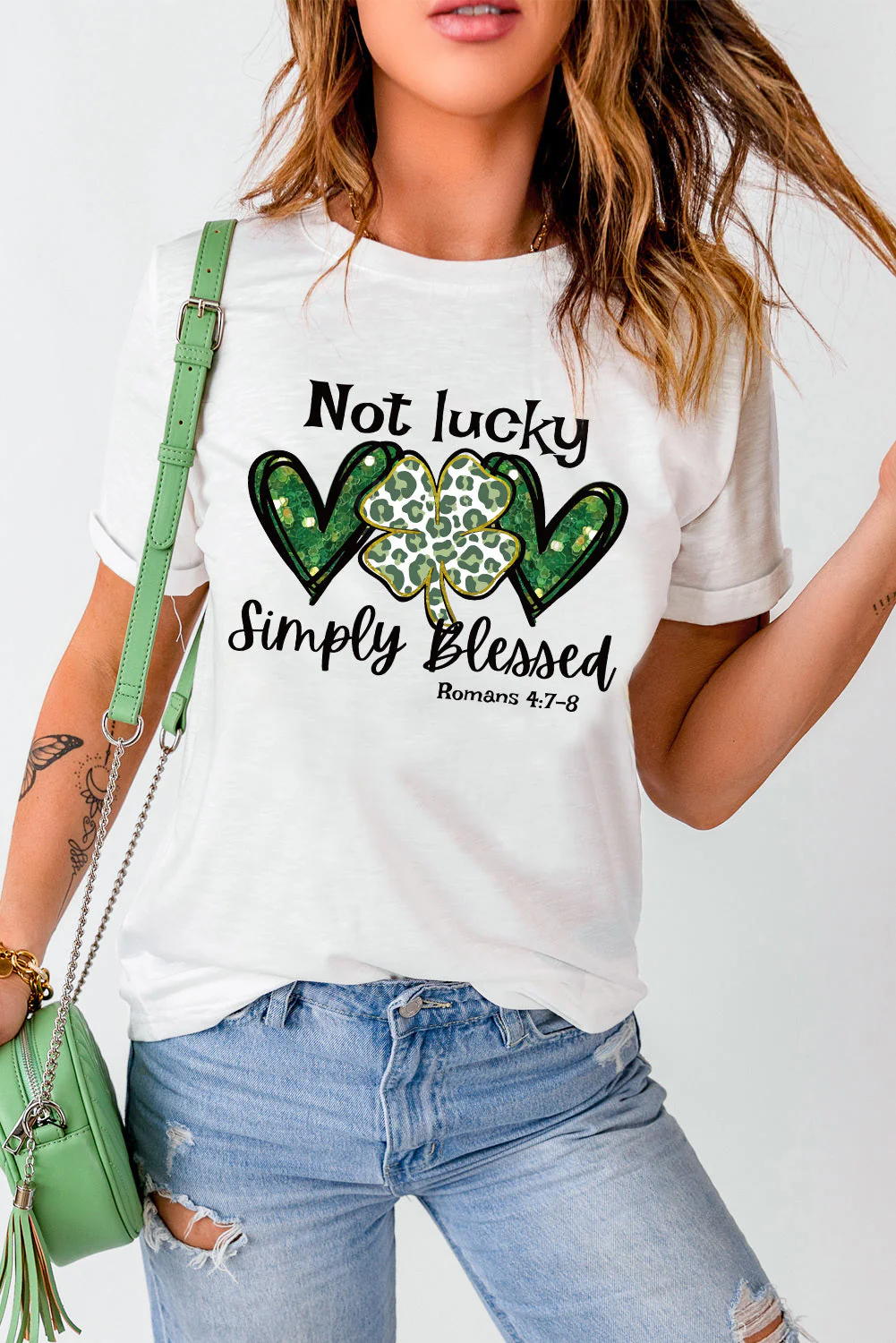 St. Patrick's Day Slogan Round Neck Shift Casual T-Shirts.