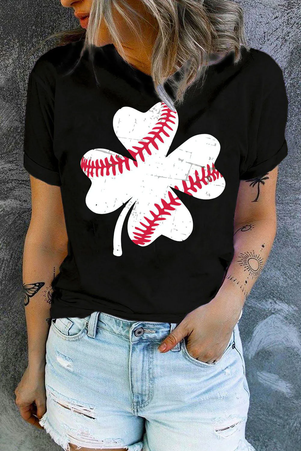 Baseball Round Neck Shift Casual T-Shirts.