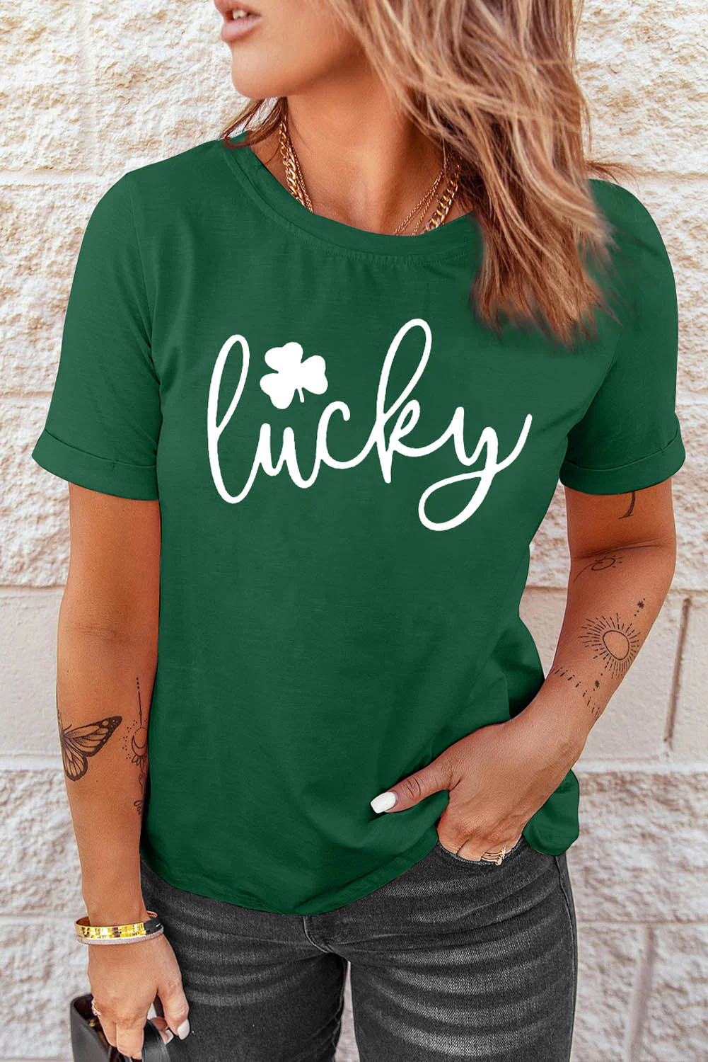 St. Patrick's Day Letter Print T-shirt。