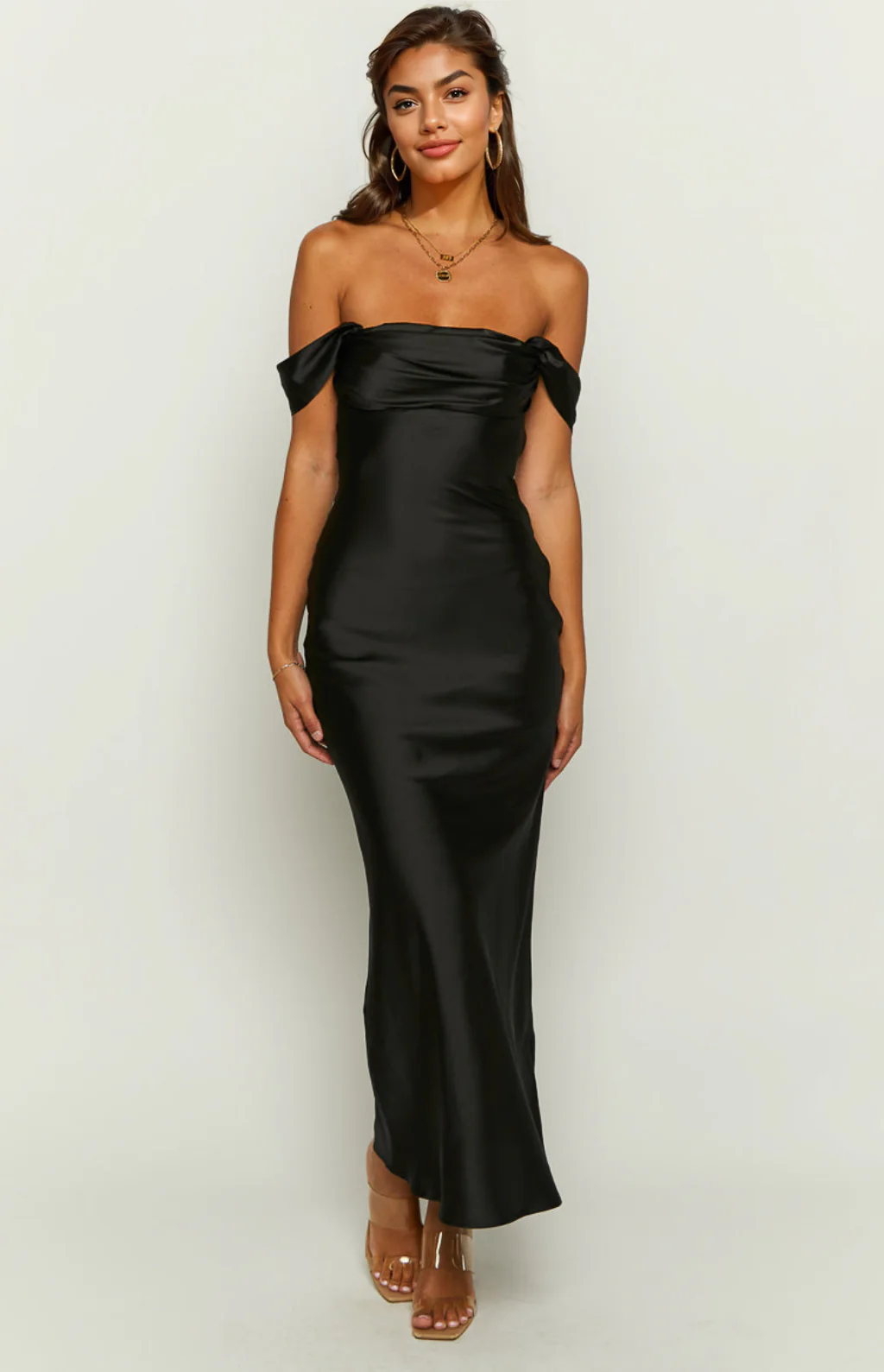 Ella Black Off Shoulder Formal Maxi Dress