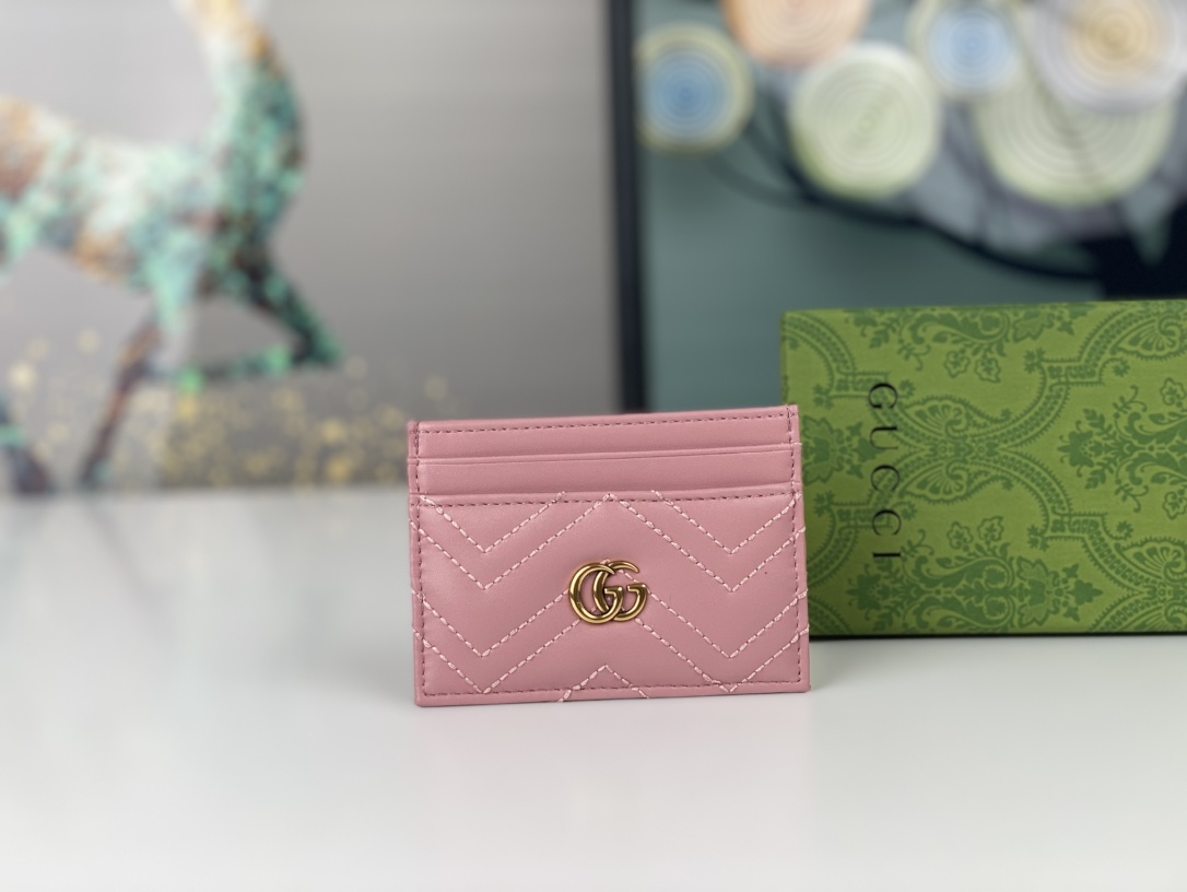 Replica Gucci GG Marmont Women Real Leather Card Bag