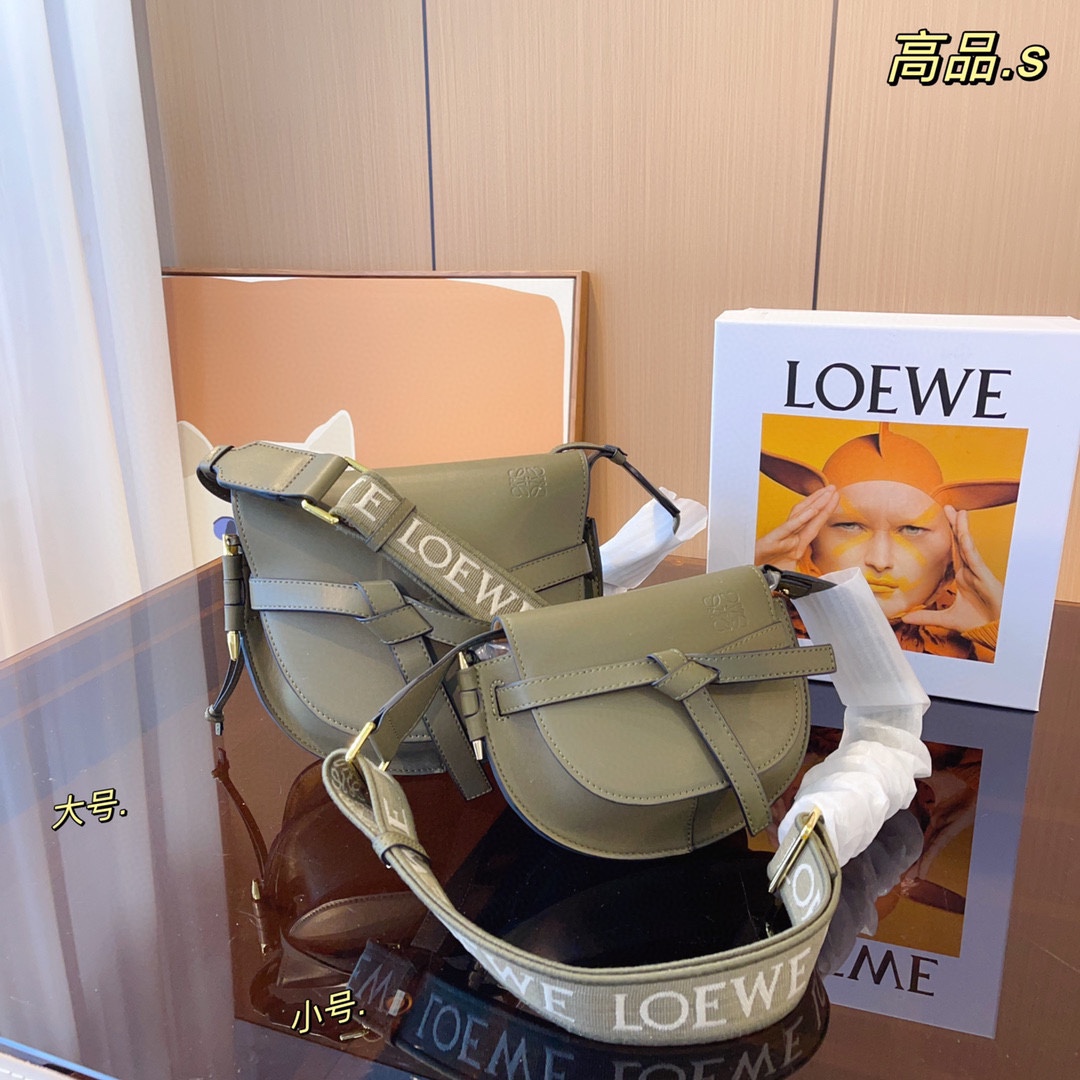 Loewe Gate Small Canvas Jacquard-Trimmed Shoulder Bag