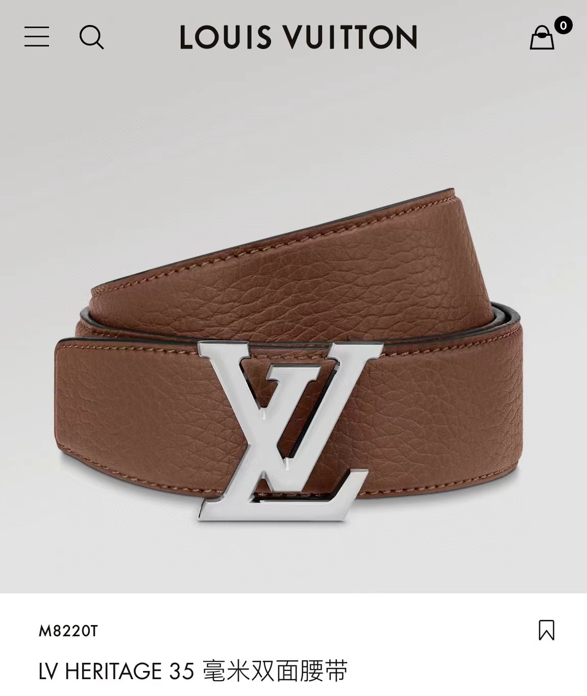High Quality LV Belts 35MM Real Leather