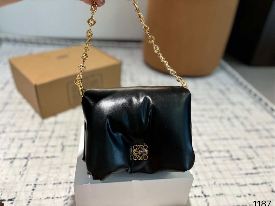 High Quality Loewe Mini Goya Puffer bag in shiny nappa lambskin Handbag