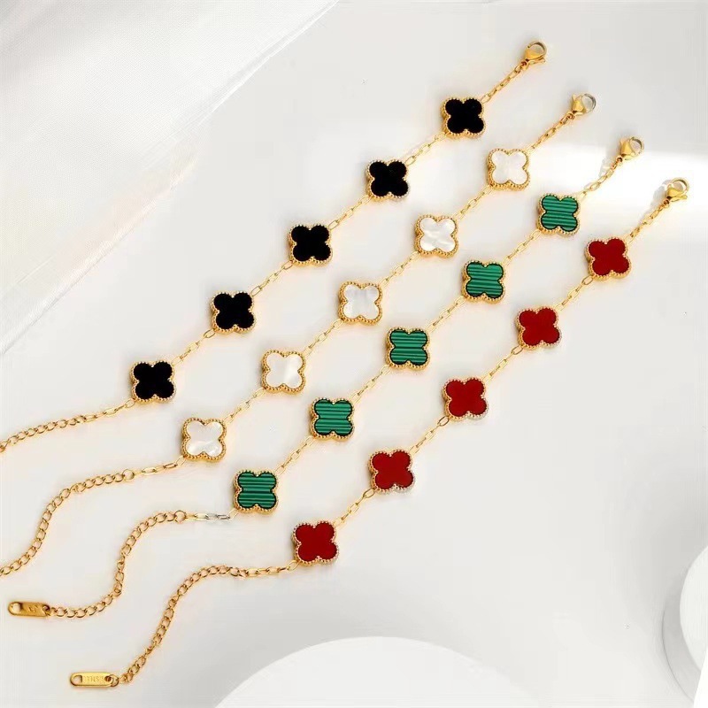 Alloy four-leaf clover-shaped bracelet necklace