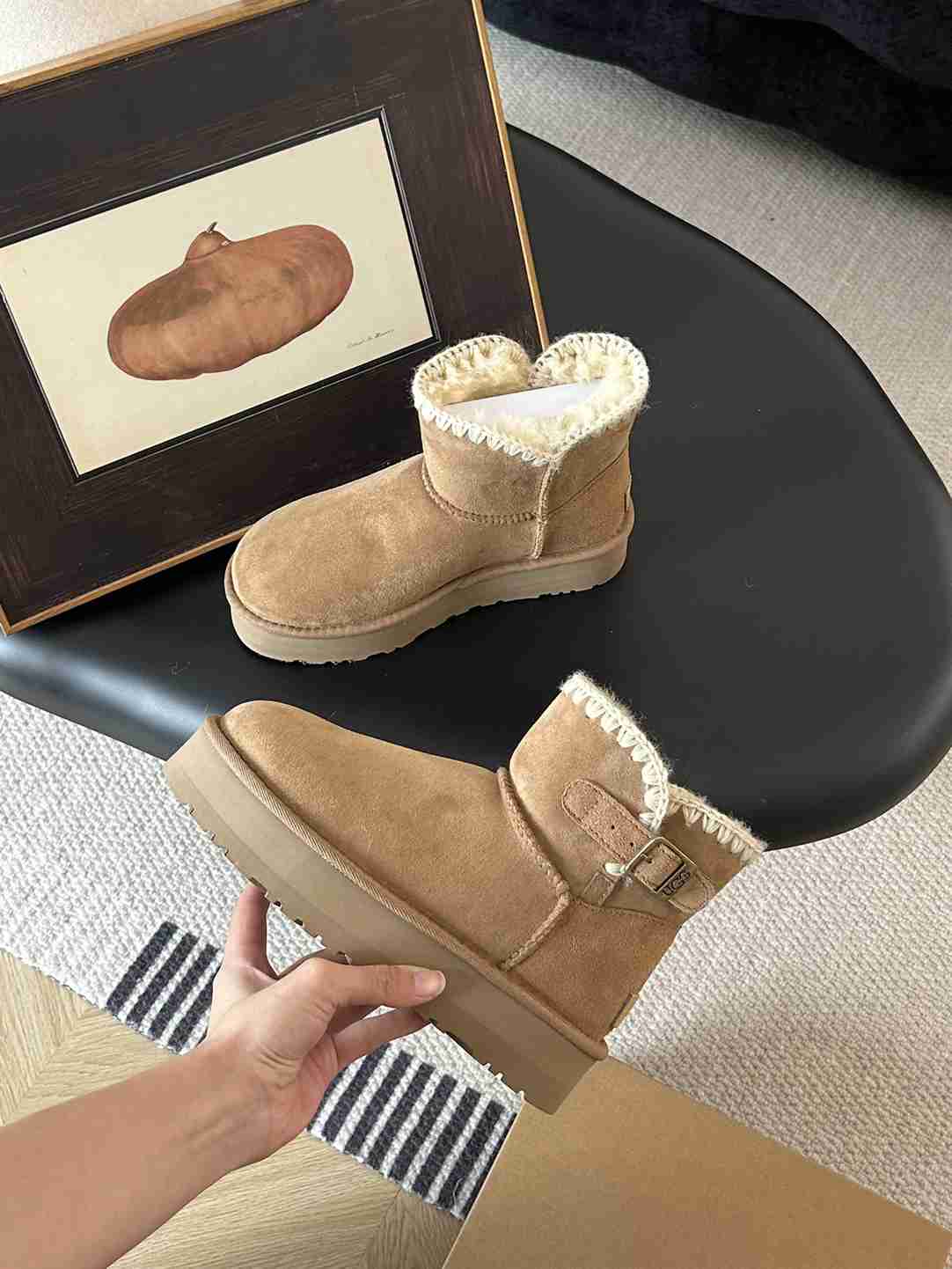 High Quality Women's Genuine Suede Pull on Boot Fuzzy Boots