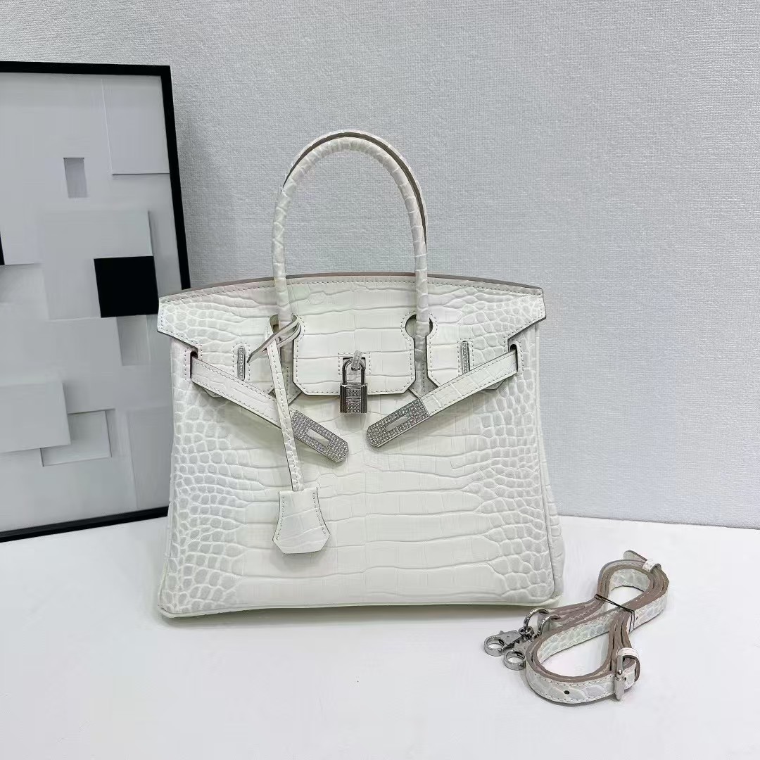 Hermes Platinum Alligator Pattern crossbody bag