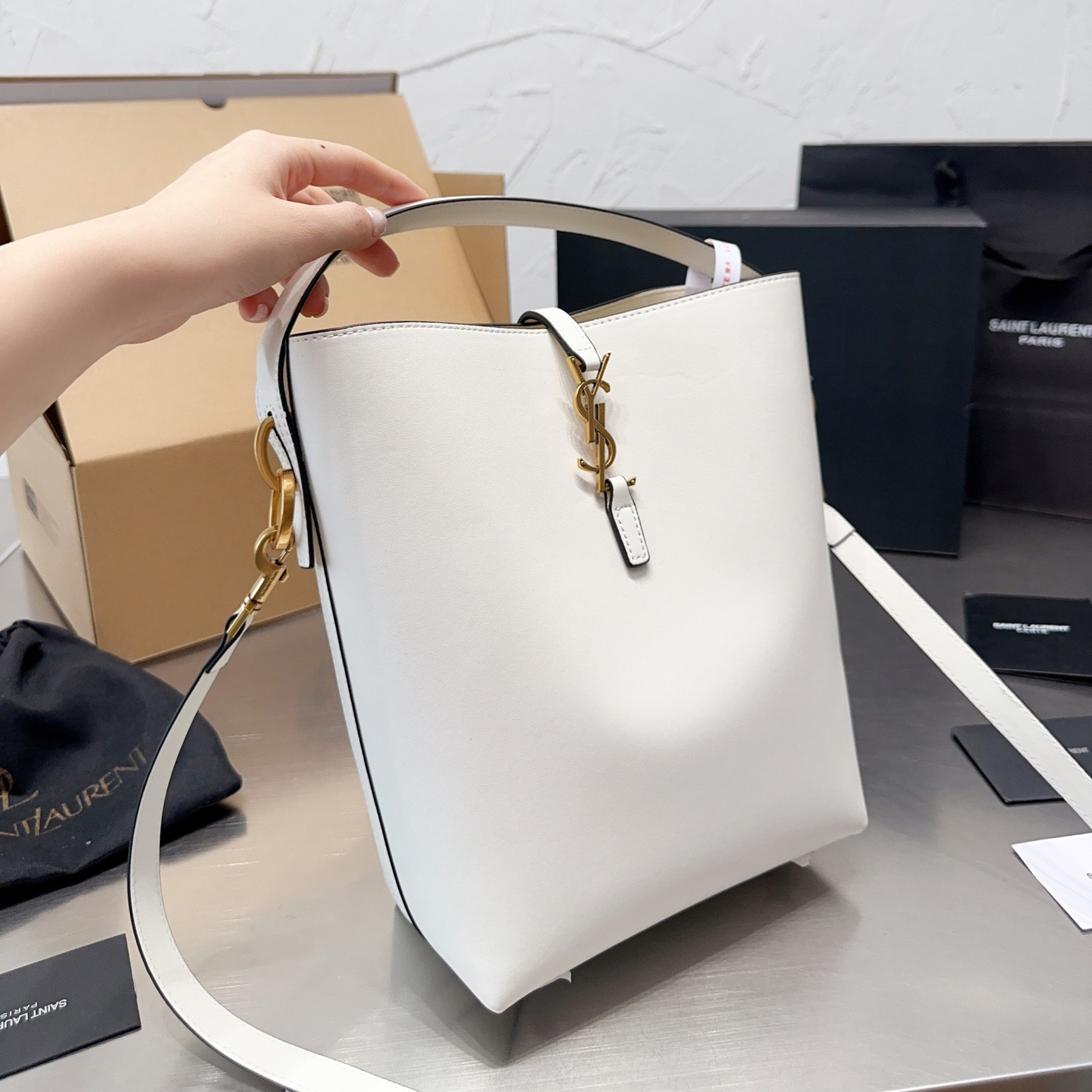 YSL bucket chain crossbody bag