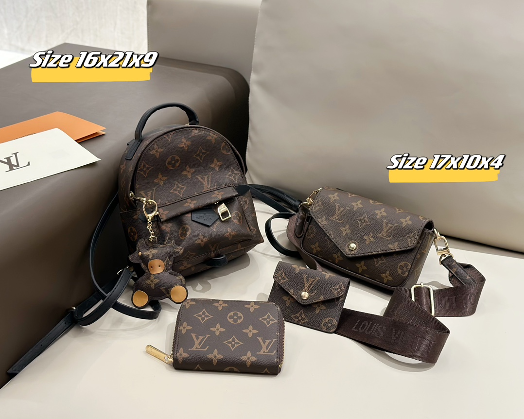 LV backpack three piece combination set