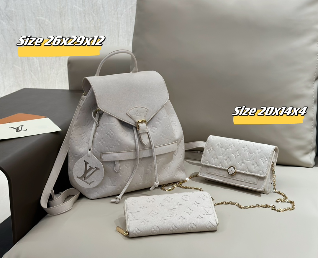 LV backpack three piece combination set