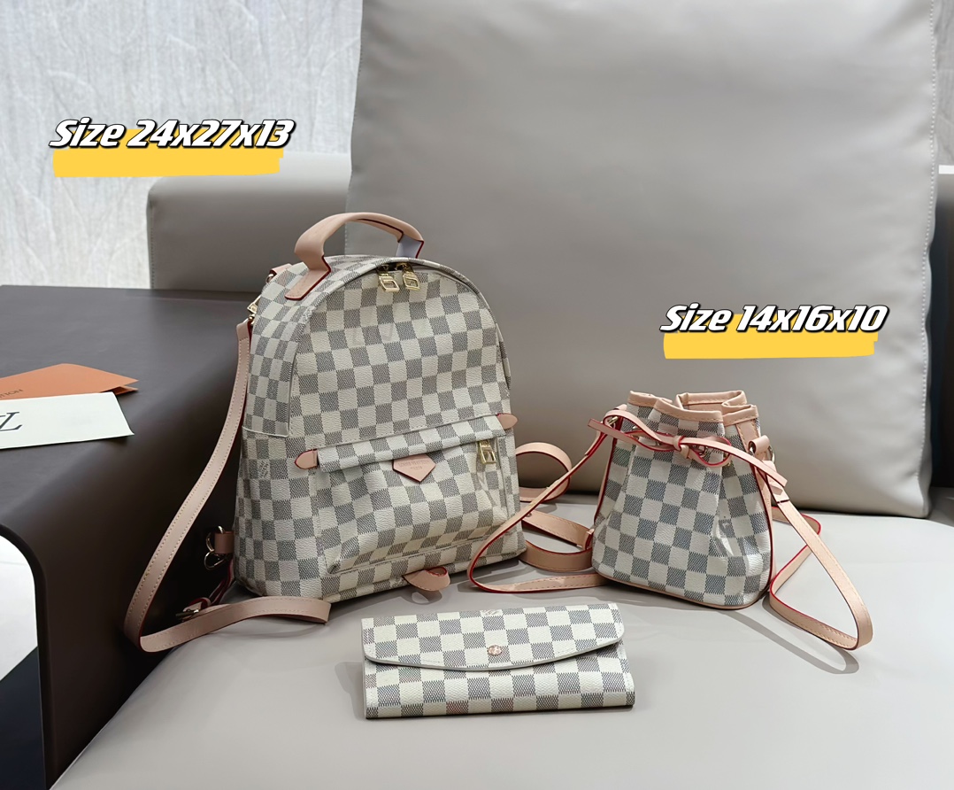 LV backpack three piece combination set