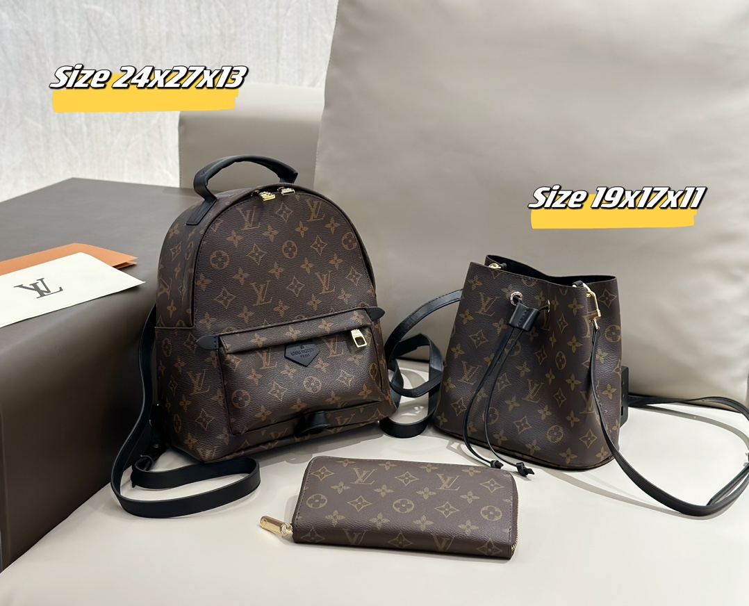 LV backpack three piece combination set